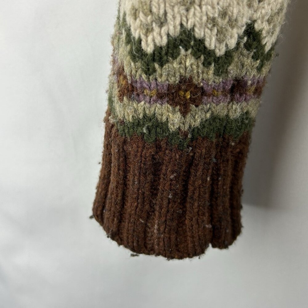 Eddie Bauer XL Womens Cardigan Sweater Wool Blend Fair Isle Shawl Collar VTG - Picture 13 of 16